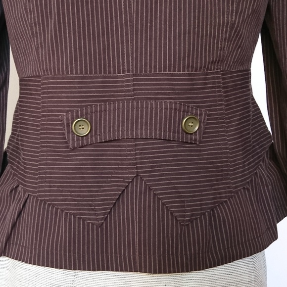 Rampage Brown Pinstripe Peplum Blazer Size M - Picture 5 of 7